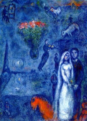 zeitgenössische kunst von Marc Chagall - Künstler und seine Braut