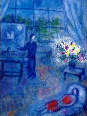 zeitgenössische kunst von Marc Chagall - Künstler und sein Modell