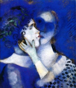 zeitgenössische kunst von Marc Chagall - Blaue Liebhaber