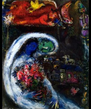zeitgenössische kunst von Marc Chagall - Braut mit blauem Gesicht
