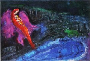 zeitgenössische kunst von Marc Chagall - Brücken über die Seine