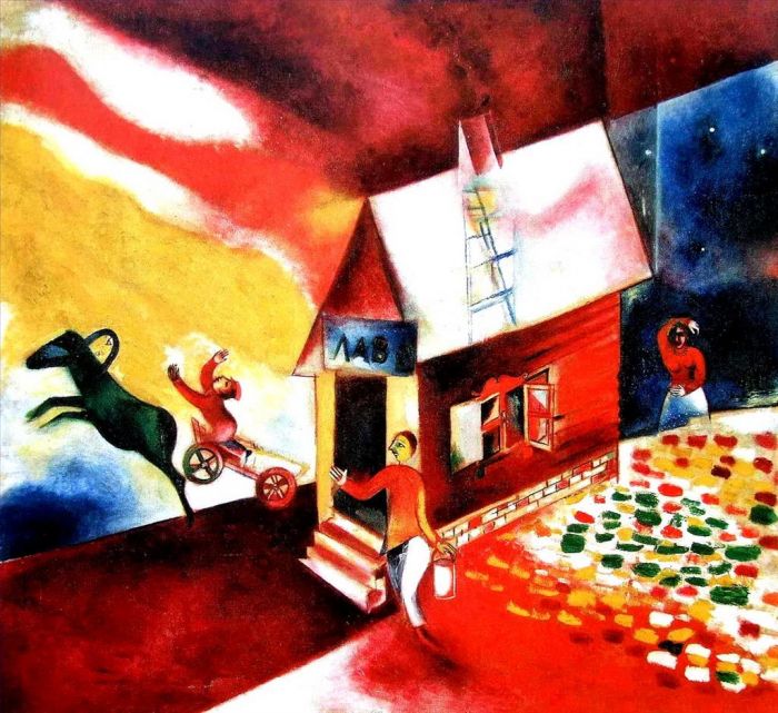 Marc Chagall Andere Malerei - Brennendes Haus