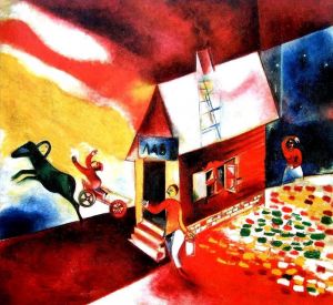 zeitgenössische kunst von Marc Chagall - Brennendes Haus