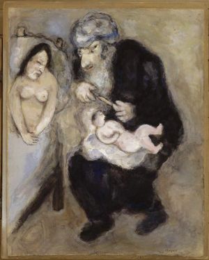 zeitgenössische kunst von Marc Chagall - Die Beschneidung, die Abraham von Gott verordnet wurde