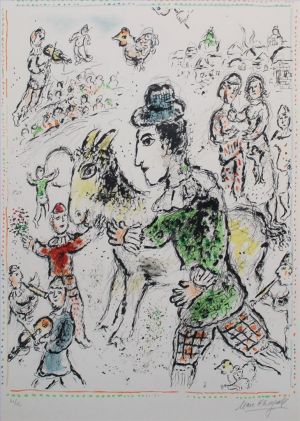 zeitgenössische kunst von Marc Chagall - Clown mit der gelben Ziege
