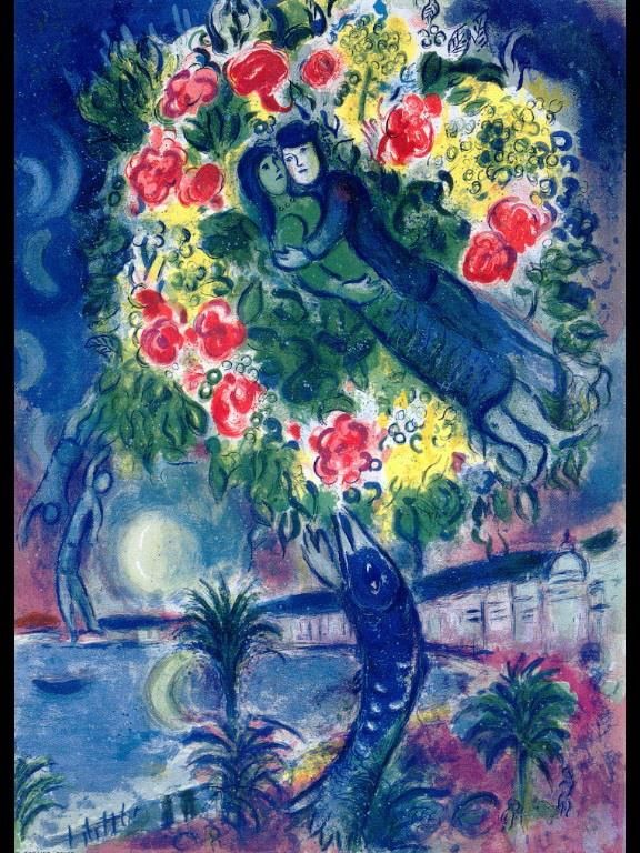 Marc Chagall Andere Malerei - Paar und Fisch