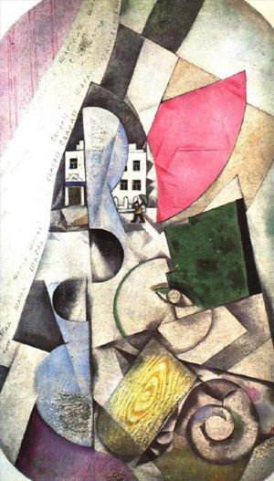 zeitgenössische kunst von Marc Chagall - Kubistische Landschaft