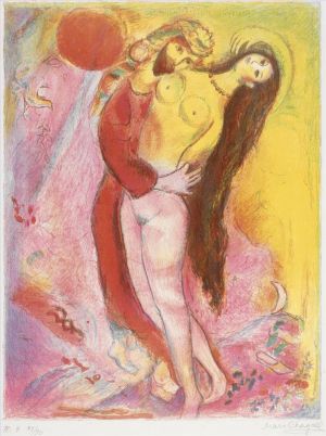 zeitgenössische kunst von Marc Chagall - Er entkleidete sie mit seinem eigenen