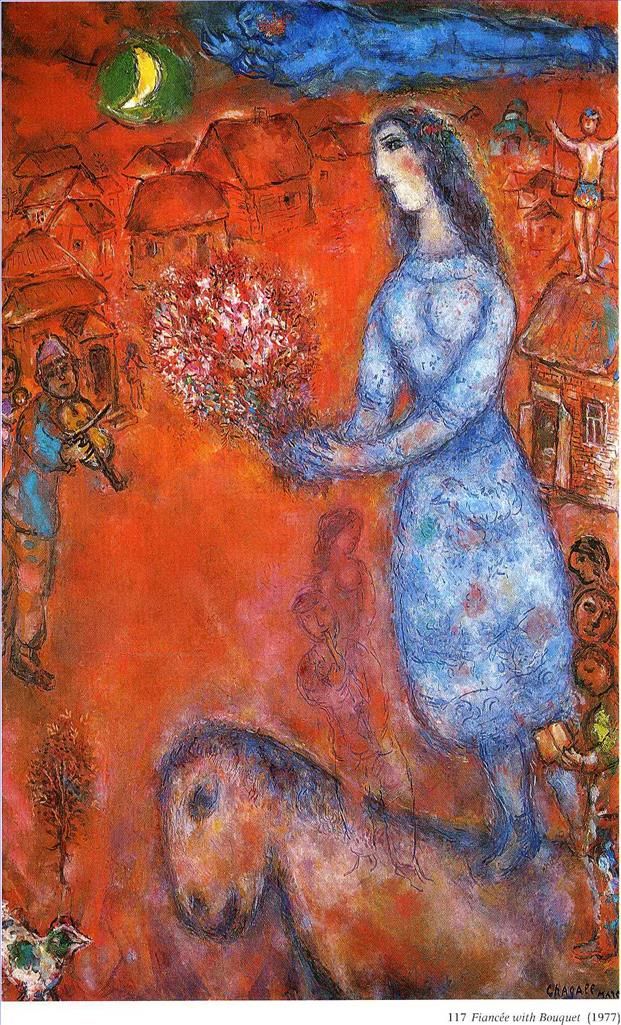 Marc Chagall Andere Malerei - Verlobte mit Blumenstrauß