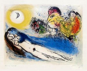 zeitgenössische kunst von Marc Chagall - Guten Morgen über Paris, Lithographie