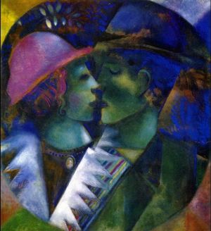 zeitgenössische kunst von Marc Chagall - Grüne Liebhaber