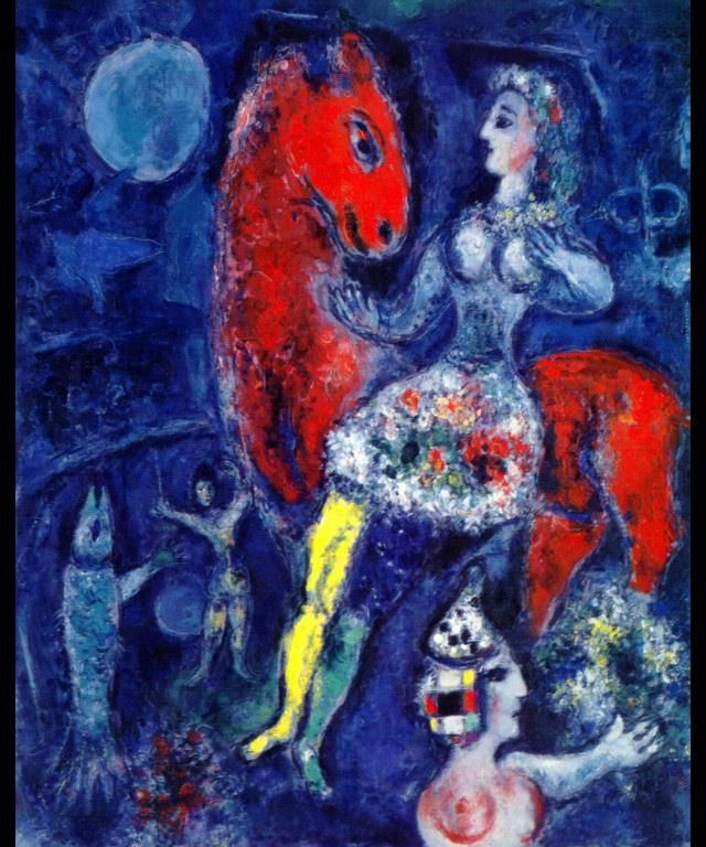 Marc Chagall Andere Malerei - Reiterin auf rotem Pferd