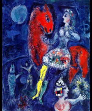 zeitgenössische kunst von Marc Chagall - Reiterin auf rotem Pferd