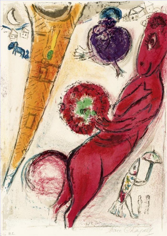 Marc Chagall Andere Malerei - La Tour Eiffel, eine Gassenlithographie in Farben