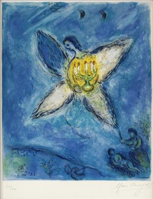 zeitgenössische kunst von Marc Chagall - Lange au Kronleuchter-Lithographie in Farben
