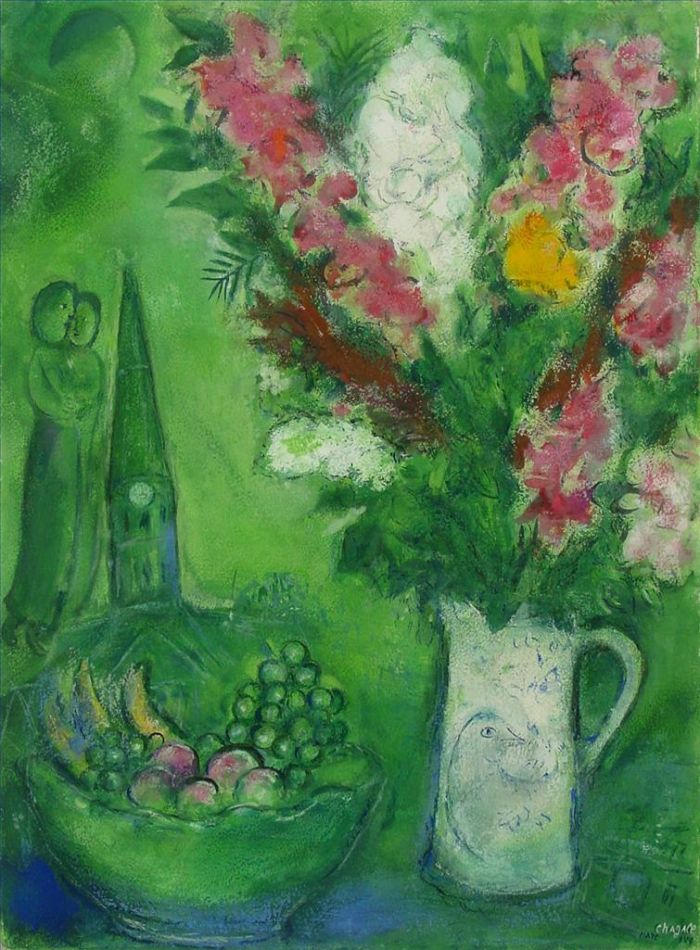 Marc Chagall Andere Malerei - Le clocher d'Orgival, Gouache und Pastell