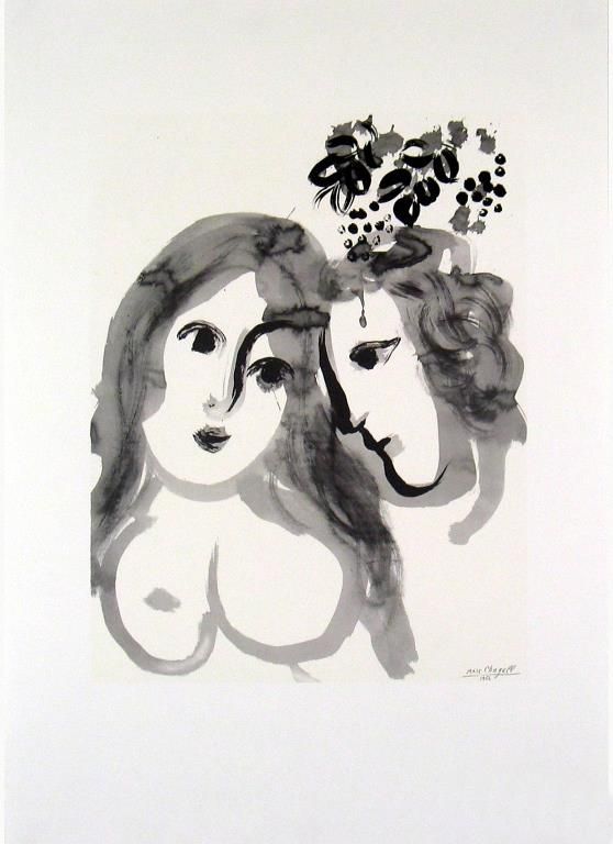 Marc Chagall Andere Malerei - Les Amoureux Tinte auf Papier