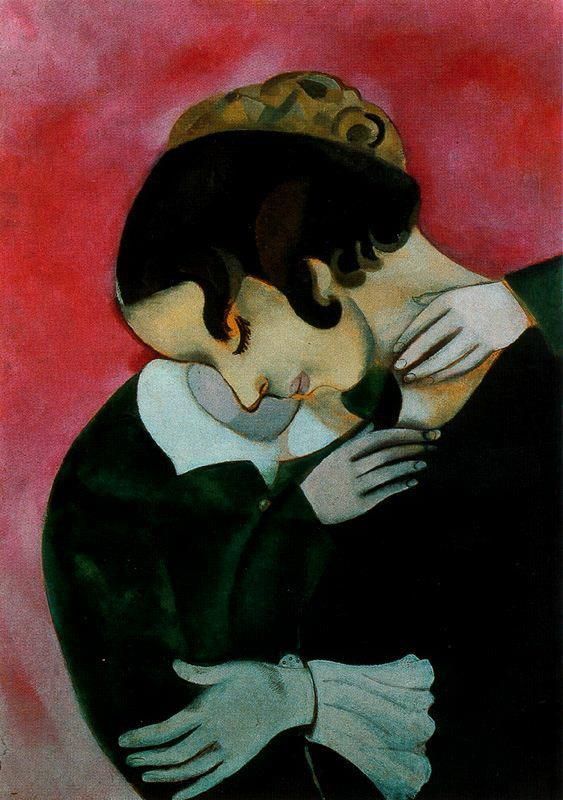 Marc Chagall Andere Malerei - Liebespaar in Rosa