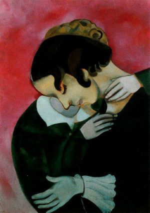 zeitgenössische kunst von Marc Chagall - Liebespaar in Rosa