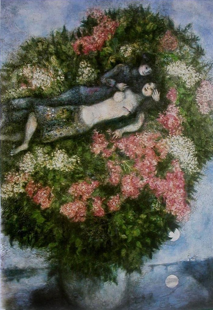Marc Chagall Andere Malerei - Liebende im Flieder