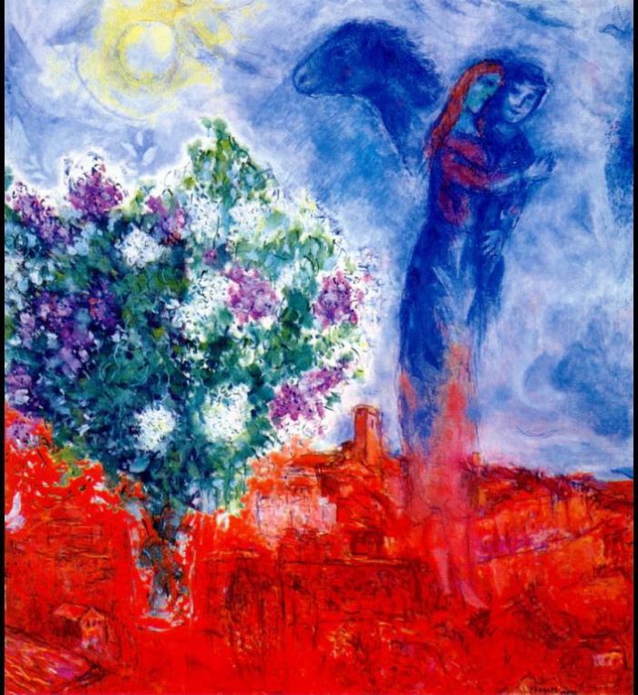Marc Chagall Andere Malerei - Liebende über Sant Paul