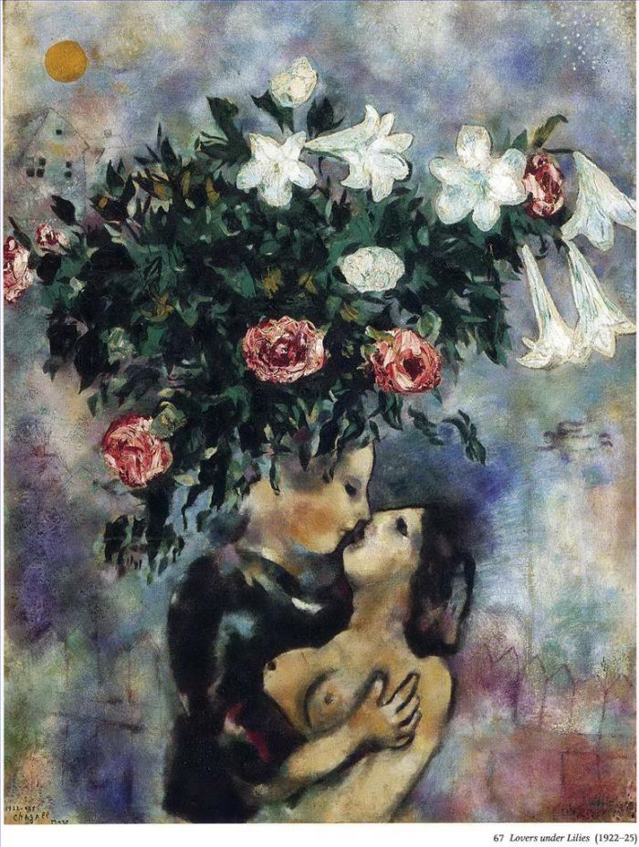 Marc Chagall Andere Malerei - Liebende unter Lilien