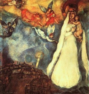 zeitgenössische kunst von Marc Chagall - Madonna des Dorfes