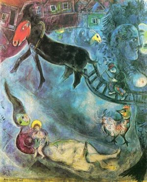 zeitgenössische kunst von Marc Chagall - Madonna mit dem Schlitten