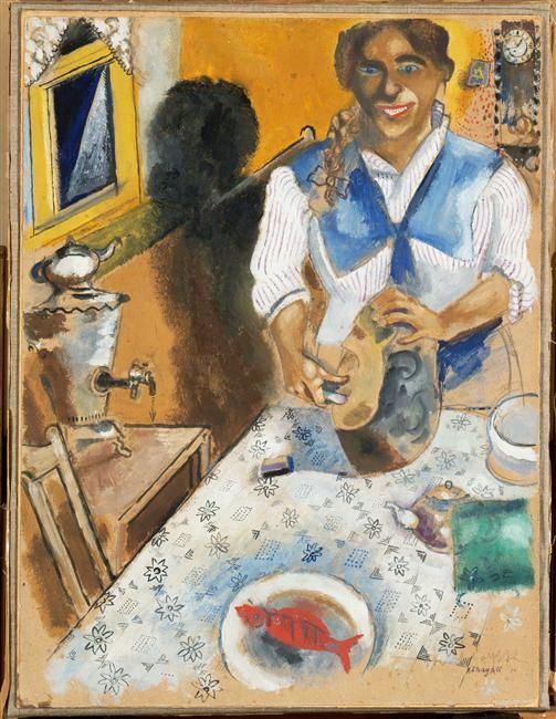 Marc Chagall Andere Malerei - Manie beim Brotschneiden