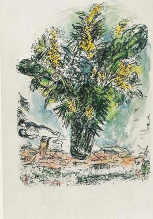 zeitgenössische kunst von Marc Chagall - Mimosen-Lithographie
