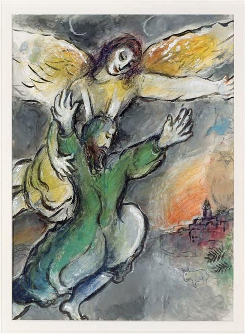 Marc Chagall Andere Malerei - Moise segnet die Kinder Israel