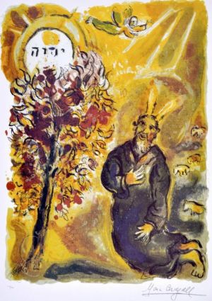 zeitgenössische kunst von Marc Chagall - Moses und der brennende Dornbusch