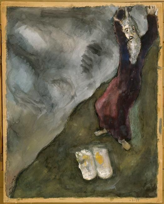 Marc Chagall Andere Malerei - Moses zerbricht Gesetzestafeln