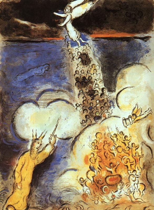 Marc Chagall Andere Malerei - Moses ruft das Wasser auf die ägyptische Armee herab