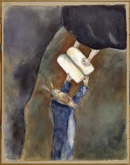 Marc Chagall Andere Malerei - Moses erhielt die Gesetzestafeln