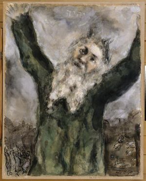 zeitgenössische kunst von Marc Chagall - Moses verbreitet den Tod unter den Ägyptern