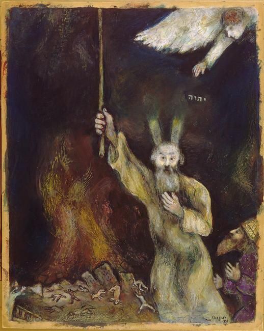 Marc Chagall Andere Malerei - Moses verbreitet die Dunkelheit über Ägypten