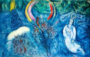 zeitgenössische kunst von Marc Chagall - Moses mit dem brennenden Dornbusch