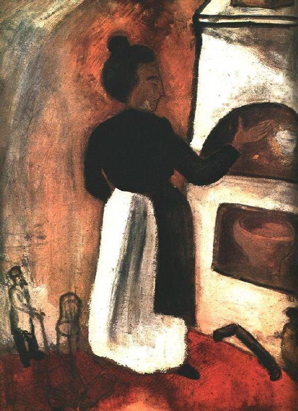 Marc Chagall Andere Malerei - Mutter am Ofen
