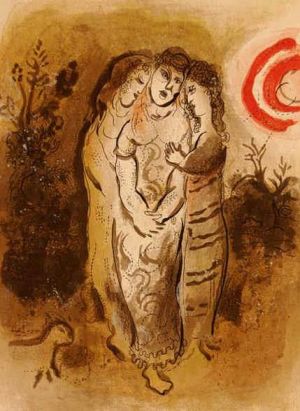 zeitgenössische kunst von Marc Chagall - Naomi und ihre Schwiegertöchter Lithographie
