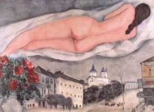 zeitgenössische kunst von Marc Chagall - Nackt über Witebsk