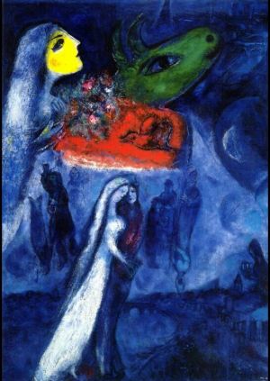 zeitgenössische kunst von Marc Chagall - Auf zwei Ufern