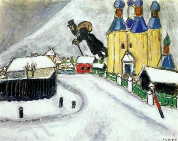 Marc Chagall Andere Malerei - Über Witebsker Öl-Gouache-Bleistift und Tusche auf Papier