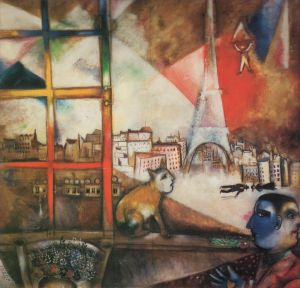 zeitgenössische kunst von Marc Chagall - Paris durch das Fenster