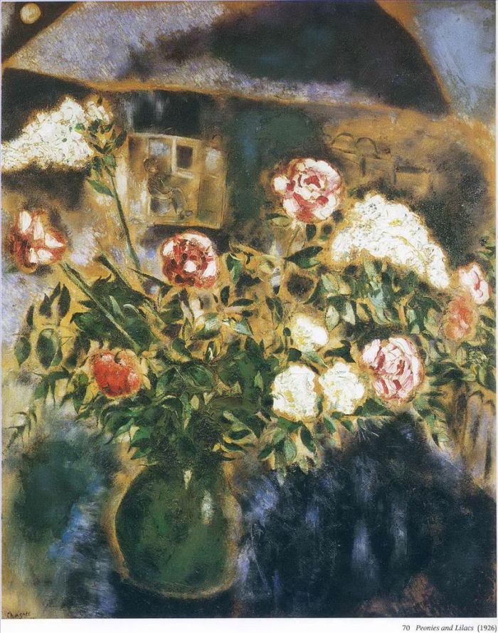 Marc Chagall Andere Malerei - Pfingstrosen und Flieder