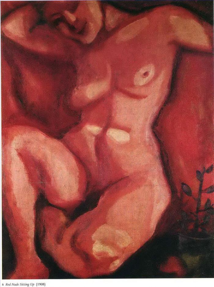 Marc Chagall Andere Malerei - Roter Akt im Sitzen