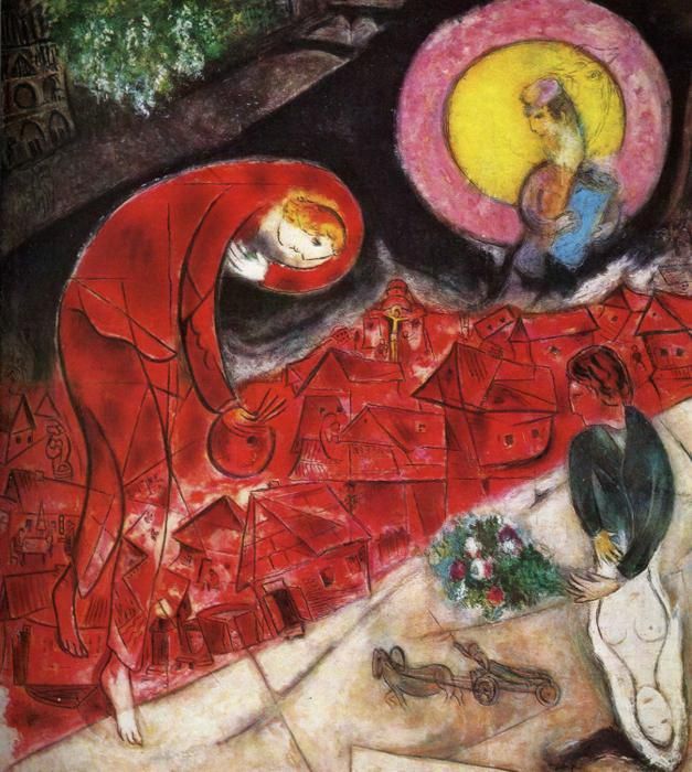 Marc Chagall Andere Malerei - Rote Dächer