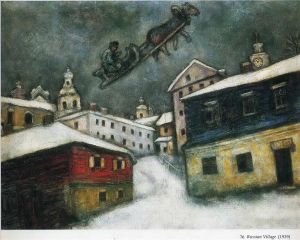 zeitgenössische kunst von Marc Chagall - Russisches Dorf