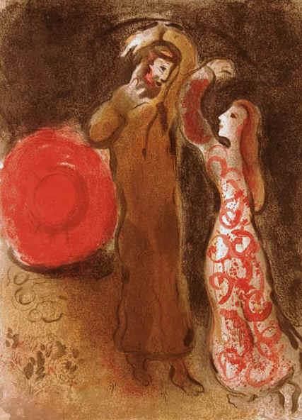 Marc Chagall Andere Malerei - Ruth und Boas treffen Lithographie