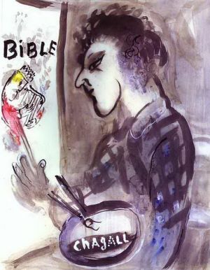 zeitgenössische kunst von Marc Chagall - Selbstporträt mit einer Palette